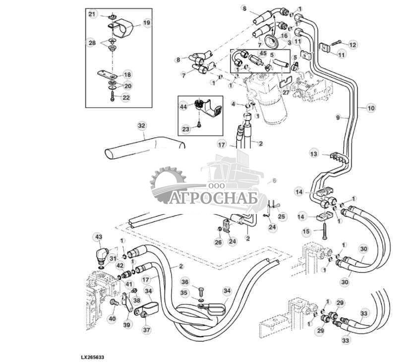 МАСЛОПРОВОДЫ ГИДРОСТАТИЧЕСКОГО РУЛЕВОГО УПРАВЛЕНИЯ, КАБИНА, ГИДРАВЛИЧЕСКИЙ НАСОС 28 КУБ. СМ 
